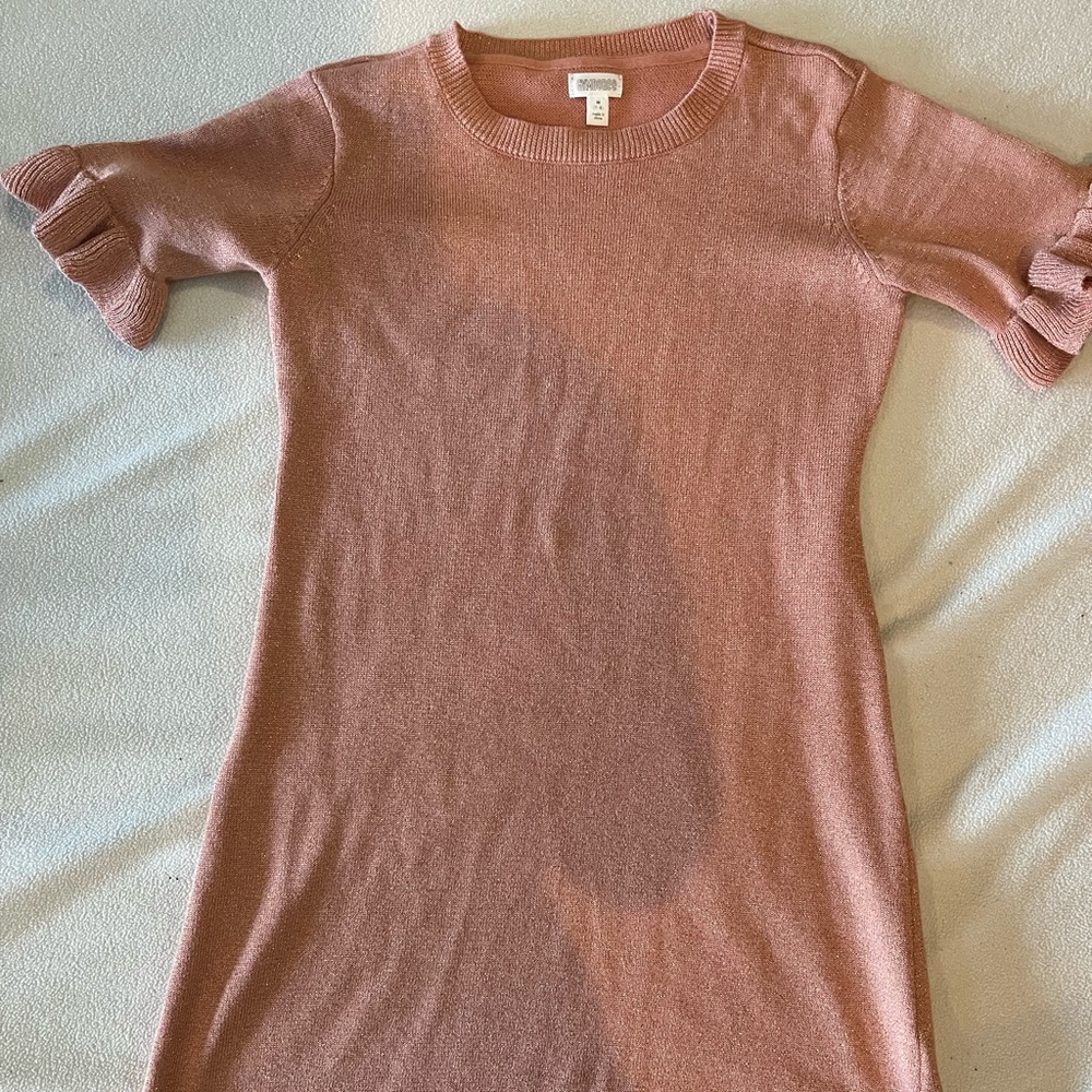 Gymboree youth girl size 7/8 rose gold sparkle sweater dress EUC